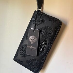 Ed Hardy Black Embossed Women's Wallet